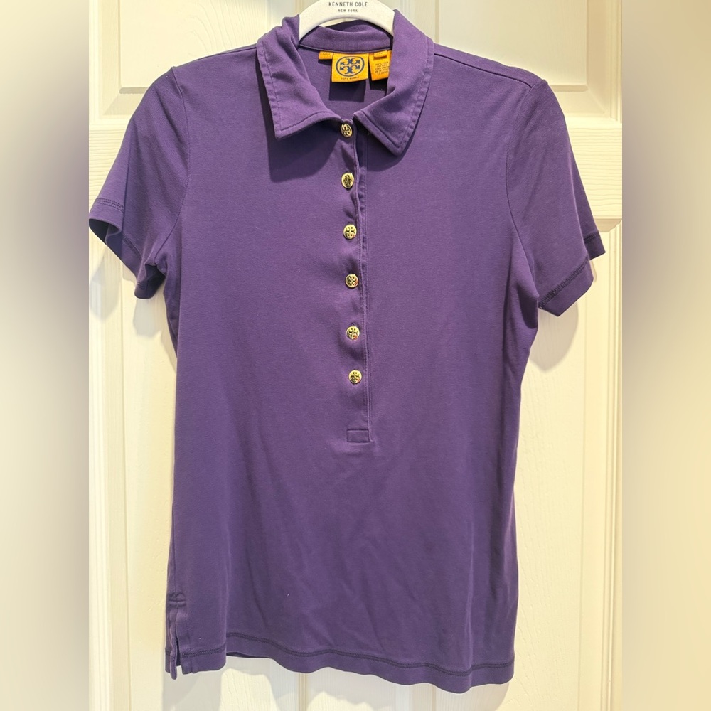 Tory Burch Purple Button Down Polo Shirt